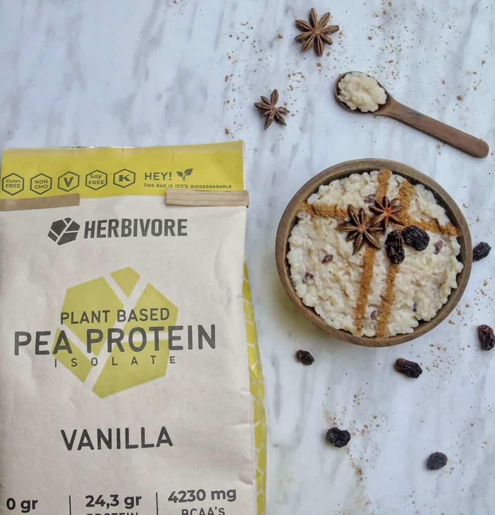 Arroz con leche alto en proteína