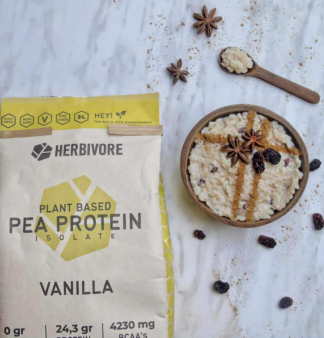 Arroz con leche alto en proteína