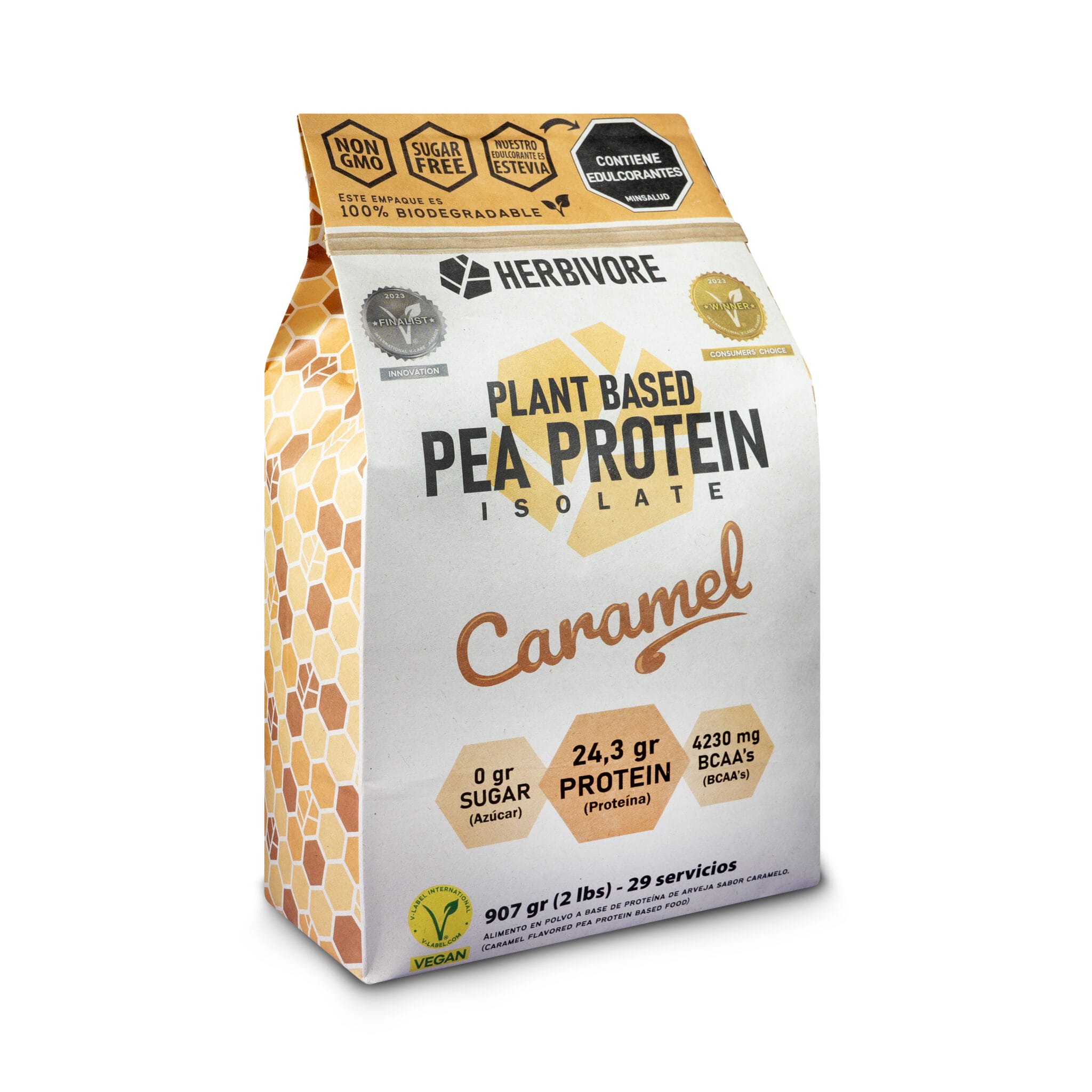ProteĆna aislada de arveja herbivore protein sabor caramelo