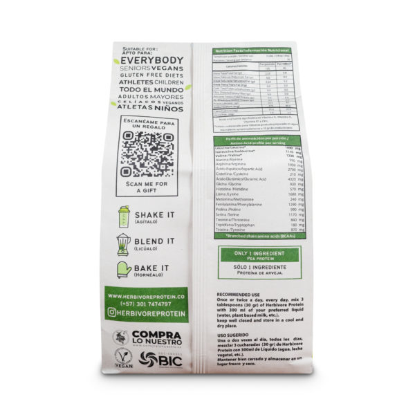 Proteína aislada de arveja herbivore protein sabor naked