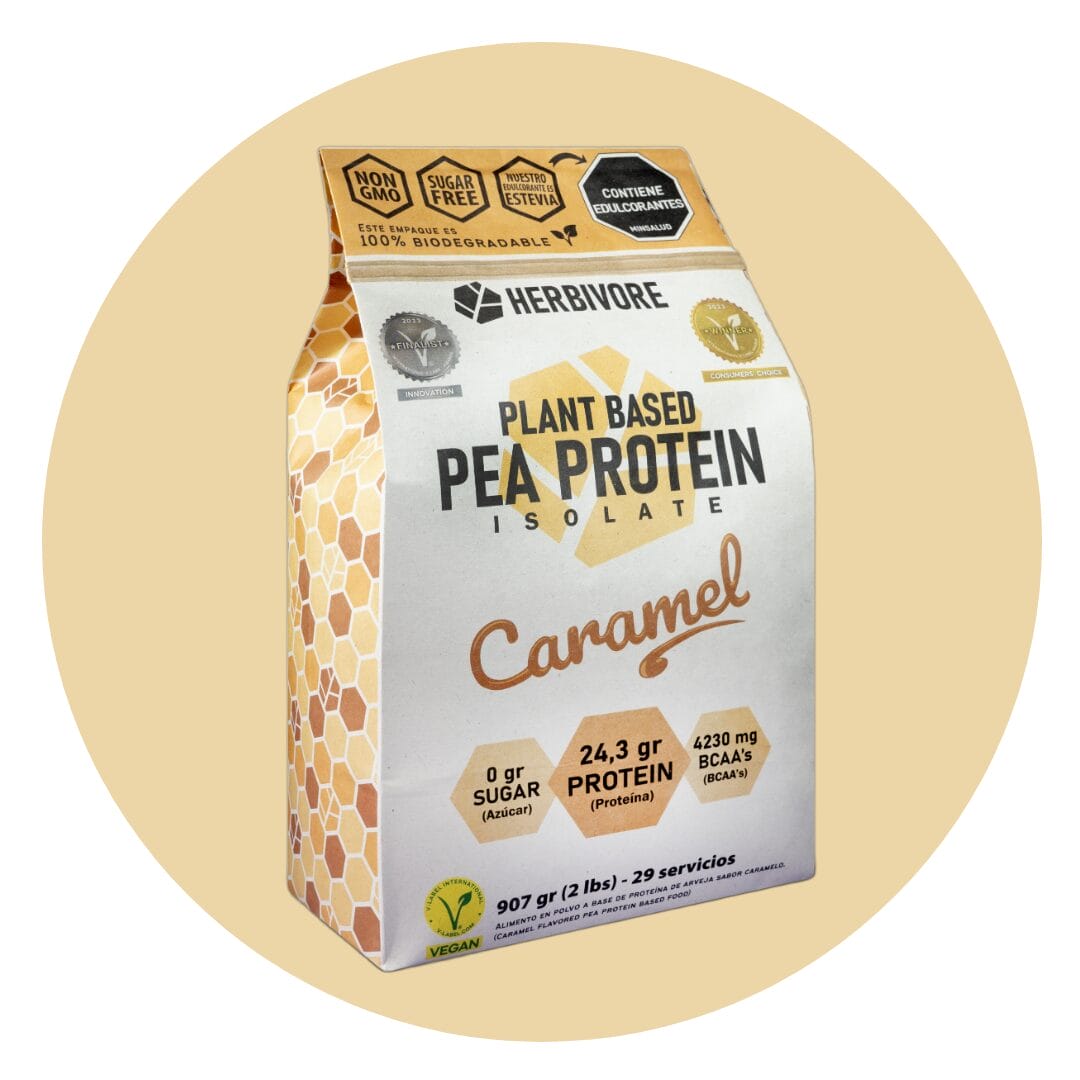 ProteĆna aislada de arveja herbivore protein sabor caramelo