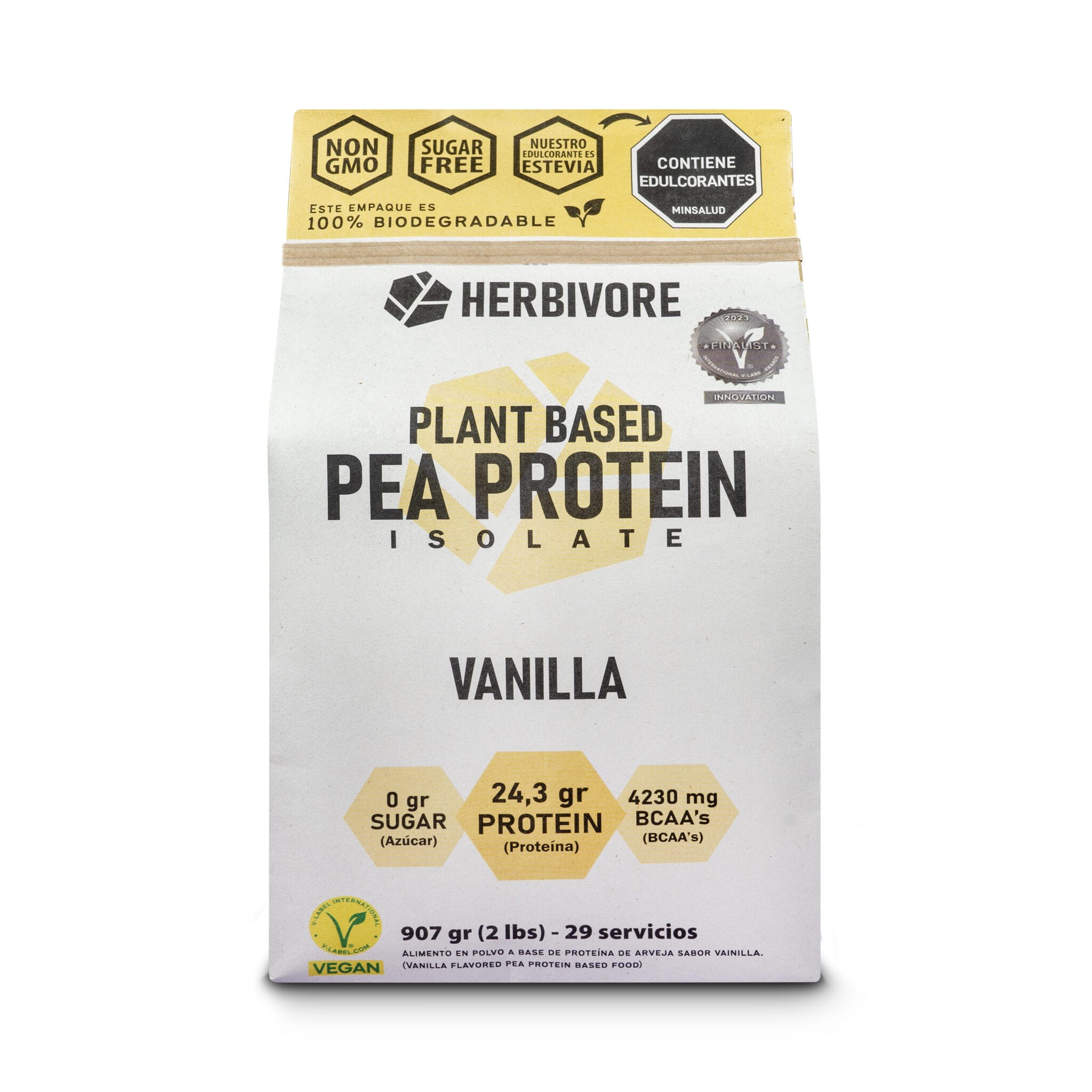 ProteĆna aislada de arveja herbivore protein sabor vainilla